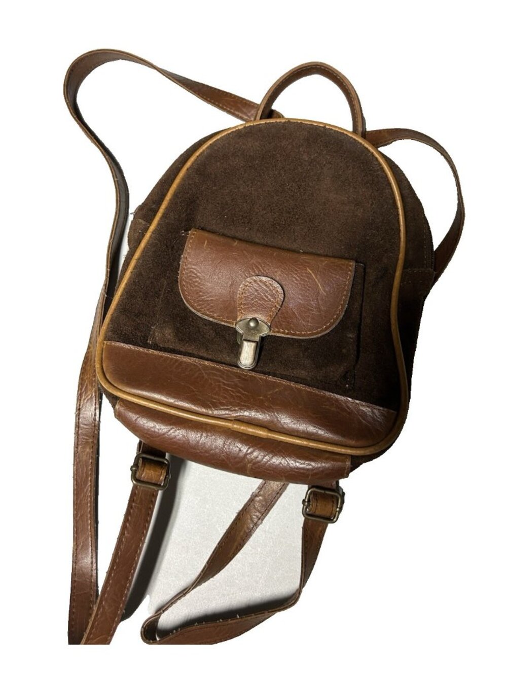 Vintage 90's Mini Backpack Brown Suede Leather